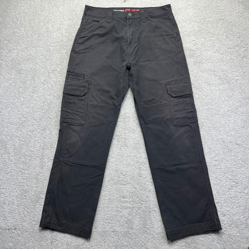 Dickies Flex Cargo Pants 32x32 Black Faded Ripstop Relaxed Fit Utility Workwear